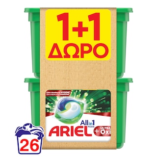 ARIEL | Kάψουλες Πλυντηρίου Ρούχων Allin1 Pods Oxi Efect 13 Τεμάχια 1+1 Δώρο