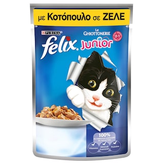 FELIX | Γατοτροφή Junior Κοτόπουλο σε Ζελέ 100g