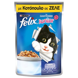 FELIX | Γατοτροφή Junior Κοτόπουλο σε Ζελέ 100g