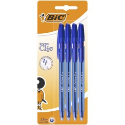 BIC | ΣΤΥΛΟ CRISTAL CLIC ΜΠΛΕ 4 TΕΜ