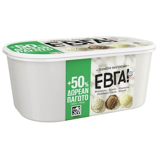 ΕΒΓΑ | Παγωτό Φουντούκι Κακάο Μπισκότο 900g + 50% Δώρο