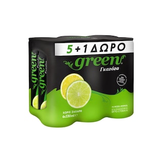 GREEN | Αναψυκτικό Γκαζόζα Στέβια Κουτί 6 X 330ml 5+1 Δώρο