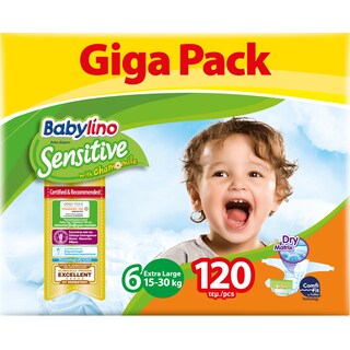 BABYLINO | Πάνες Μωρού Sensitive Χαμομήλι No6 120 Τεμάχια