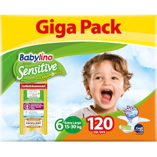 BABYLINO | Πάνες Μωρού Sensitive Χαμομήλι No6 120 Τεμάχια