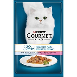 GOURMET | PERLE | Γατοτροφή Perle Ψάρια Ωκεανού & Γαρίδες 85 gr