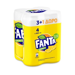FANTA | Αναψυκτικό Λεμονίτα Κουτί 4x330ml 3+1 Δώρο
