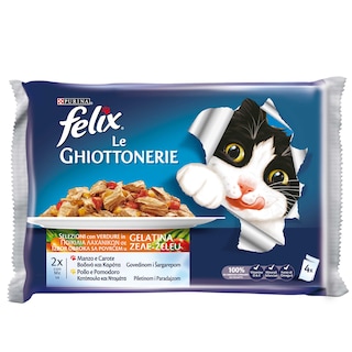 FELIX | Γατοτροφή Ζελέ Λαχανικών με Βοδινό & Κοτόπουλο 4x100g