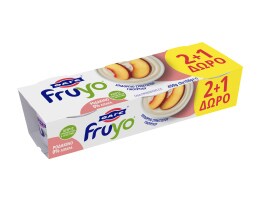 FRUYO | Επιδόρπιο Γιαουρτιού 0% Ροδάκινο 3x150g 2+1 Δώρο