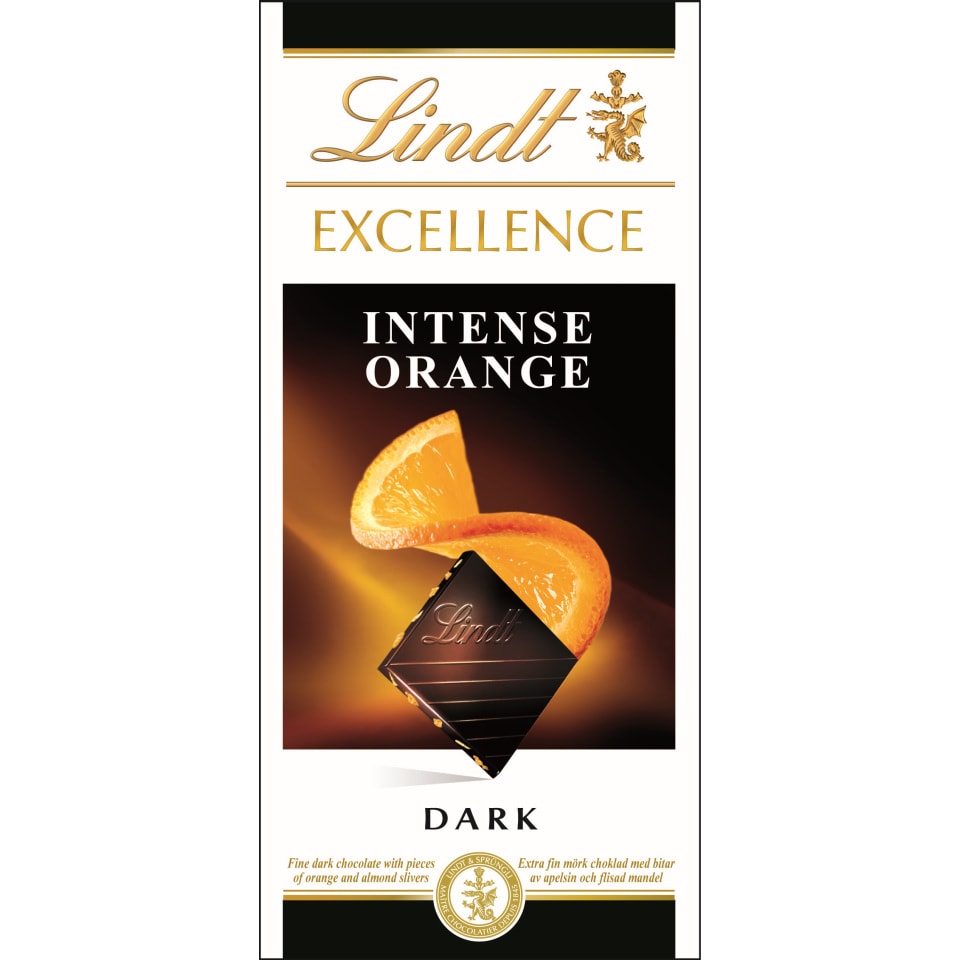 LINDT Μαύρη Σοκολάτα Excellence Πορτοκάλι 100gr