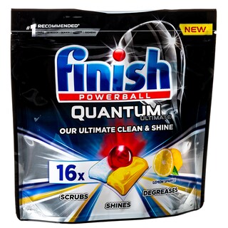 FINISH | Ταμπλέτες Πλυντηρίου Πιάτων Quantum Ultimate Lemon 16 Τεμάχια