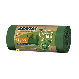 SANITAS | Σακούλες Απορριμμάτων Green Life Large 15 Τεμάχια