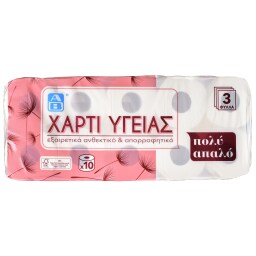 ΑΒ | Χαρτί Υγείας Πολύ Απαλό 3 Φύλλα 10 Ρολά 1.3kg
