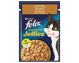 FELIX | Γατοτροφή Sensations Jellies Γαλοπούλα με Σπανάκι 85g