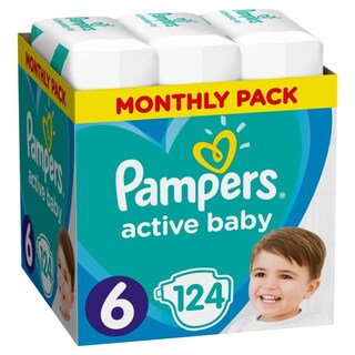 PAMPERS | Πάνες Μωρού Active Baby Νο6 Αποκλειστικά Online 124 Τεμάχια