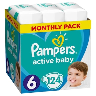 PAMPERS | Πάνες Μωρού Active Baby Νο6 Αποκλειστικά Online 124 Τεμάχια
