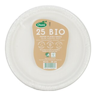 DUNI BIO | Πιάτα Χάρτινα 18cm Βιοδιασπώμενα 25 Τεμάχια