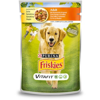 FRISKIES | Σκυλοτροφή Adult Ζελέ Κοτόπουλο Αρακάς 100 gr