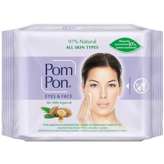 POM PON | Υγρά Μαντηλάκια Ντεμακιγιάζ Natural All Skin Types 20 Tεμάχια