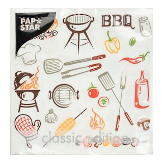 PAPSTAR | Χαρτοπετσέτες BBQ 33x33cm 3 Φύλλα 20 Τεμάχια