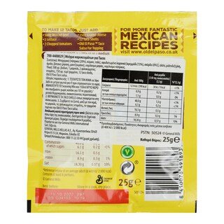 OLD EL PASO | Μείγμα Καρυκευμάτων Tacos 25g