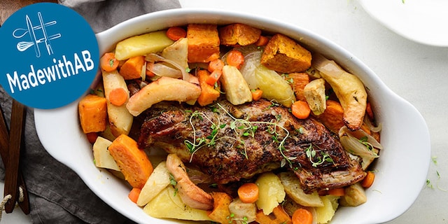 Αρνάκι στο φούρνο με χειμωνιάτικα λαχανικά