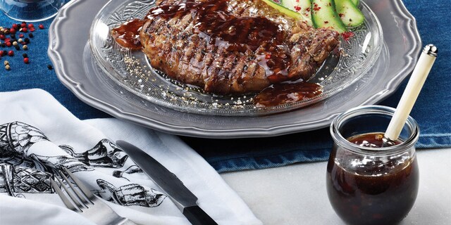Rib eye black angus με σάλτσα BBQ -whiskey