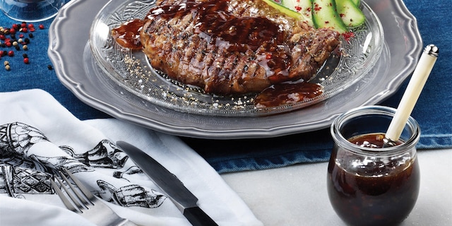 Rib eye black angus με σάλτσα BBQ -whiskey