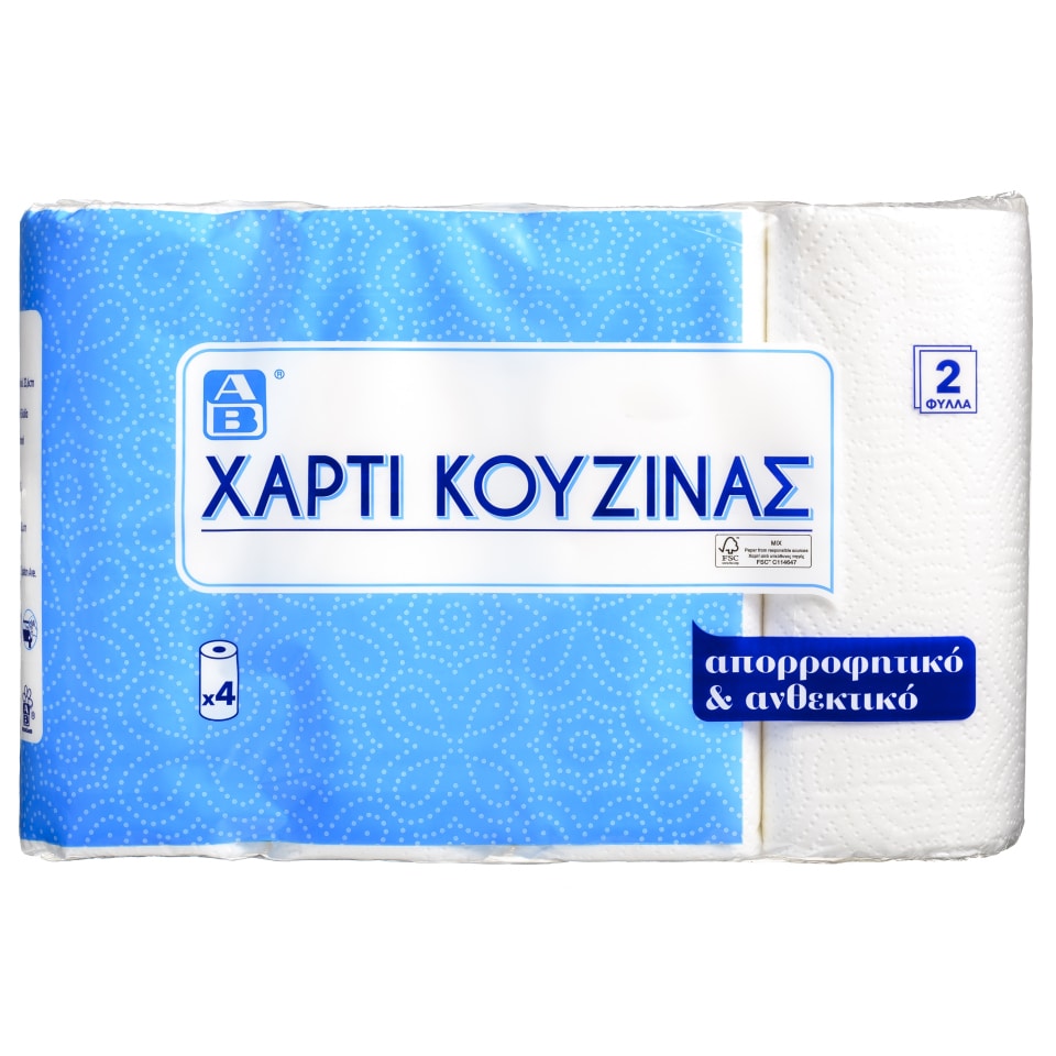 Χαρτί Κουζίνας 2 Φύλλα 4 Ρολά 460g