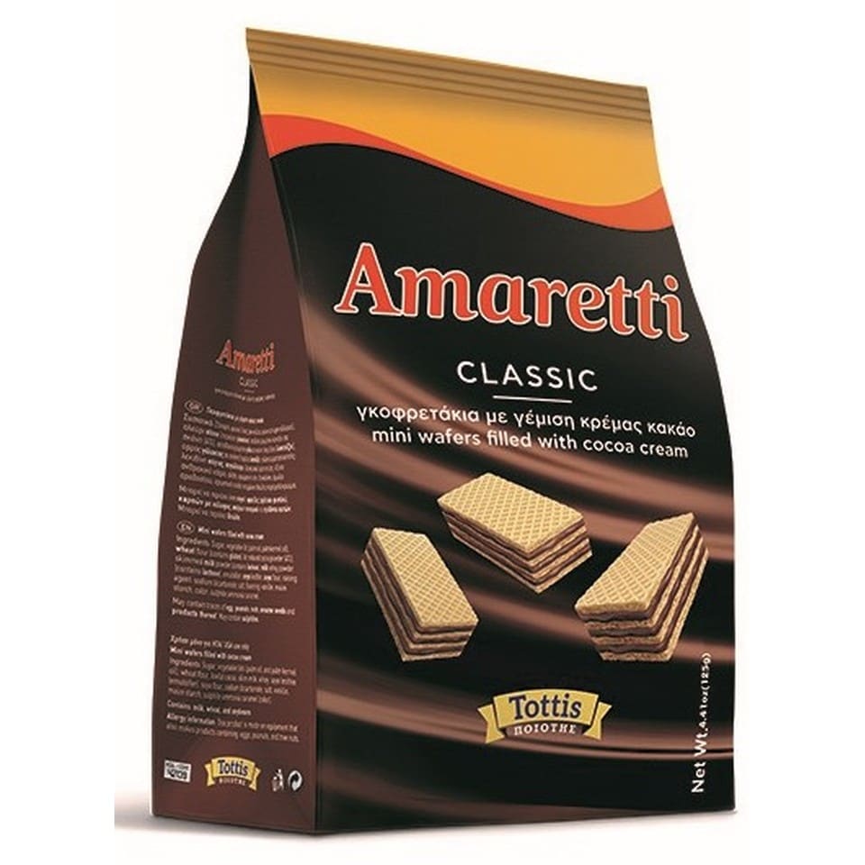 AMARETTI Γκοφρετάκια με Γέμιση Κρέμα Κακάο 125g