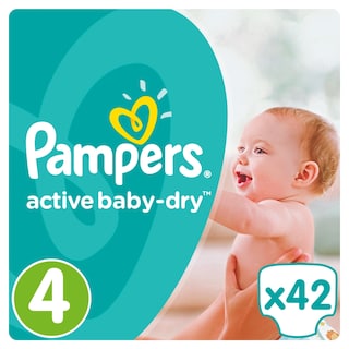 PAMPERS | ACTIVE BABY DRY | BABY DIAPERS 8 - 14 KGR No 4 42PCS