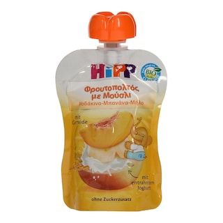 HIPP | ΔΙΑΦΟΡΑ ΕΤΟΙΜΑ ΠΑΙΔΙΚΑ ΓΕΥΜΑΤΑ ΓΙΑΟΥΡΤΙ ΡΟΔΑΚΙΝΟ ΜΗΛΟ ΜΠΑΝΑΝΑ 90 GR
