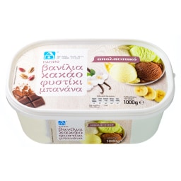 ΑΒ | Παγωτό Βανίλια Κακάο Φιστίκι Μπανάνα 1kg