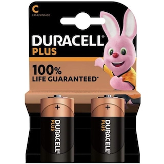 DURACELL | Batteries Alkaline Plus C 2 Pieces