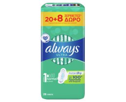 ALWAYS | Σερβιέτες Ultra Normal 20+8 Τεμάχια Δώρο