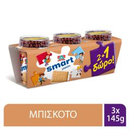 SMART | Παιδικό Γιαούρτι Μπισκότο 3 X 145 gr 2+1 Δώρο 3X145ΓΡ (2+1 ΔΩΡΟ)