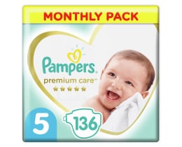PAMPERS | Πάνες Μωρού Premium Care Νο5 Αποκλειστικά Online 136 Τεμάχια