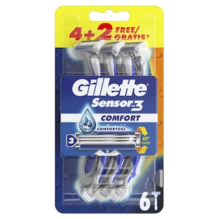 GILLETTE | SENSOR 3 | Ξυριστική Μηχανή Μιας Χρήσης Comfort 3 Προσφορά 4+2 Τεμάχια Δώρο 6 Τεμάχια