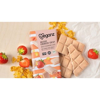 VEGANZ | Λευκή Σοκολάτα Bio Φράουλα & Corn Flakes 80g