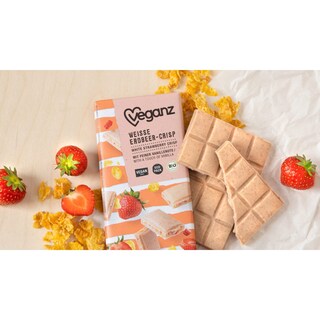 VEGANZ | Λευκή Σοκολάτα Bio Φράουλα & Corn Flakes 80g