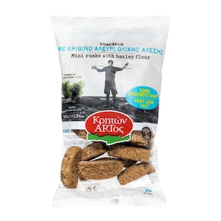 ΚΡΗΤΩΝ ΑΡΤΟΣ | KR AR RUSK BARLEY FLOUR NO SALT 350G