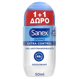 SANEX | DEODORANT Roll On Dermo Extra Control 50ml 1+1 Δώρο 1+1