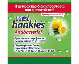WET HANKIES | Υγρά Μαντηλάκια Αντιβακτηριδιακά Λεμόνι 15 Τεμάχια 2+2 Δώρο