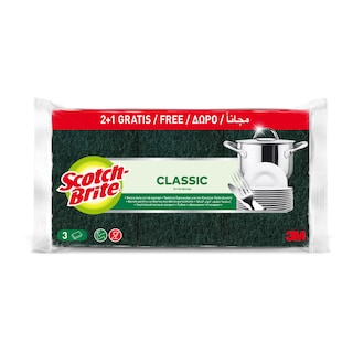 SCOTCH BRITE | Σφουγγάρι Κουζίνας Πολύ Δυνατό 3 Τεμάχια 2+1 Δώρο