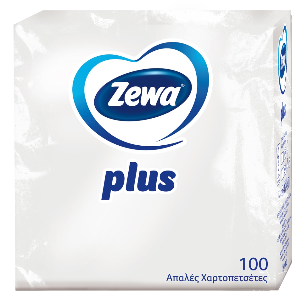 Χαρτοπετσέτες Zewa Plus Λευκές 30x30cm 100 Τεμάχια 153g