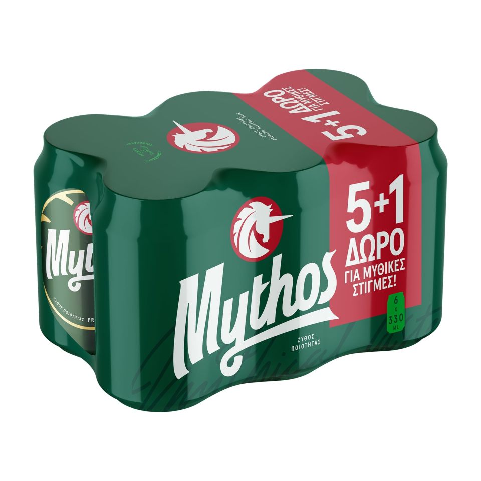 MYTHOS Μπύρα Lager Κουτί 6x330ml 5+1 Δώρο