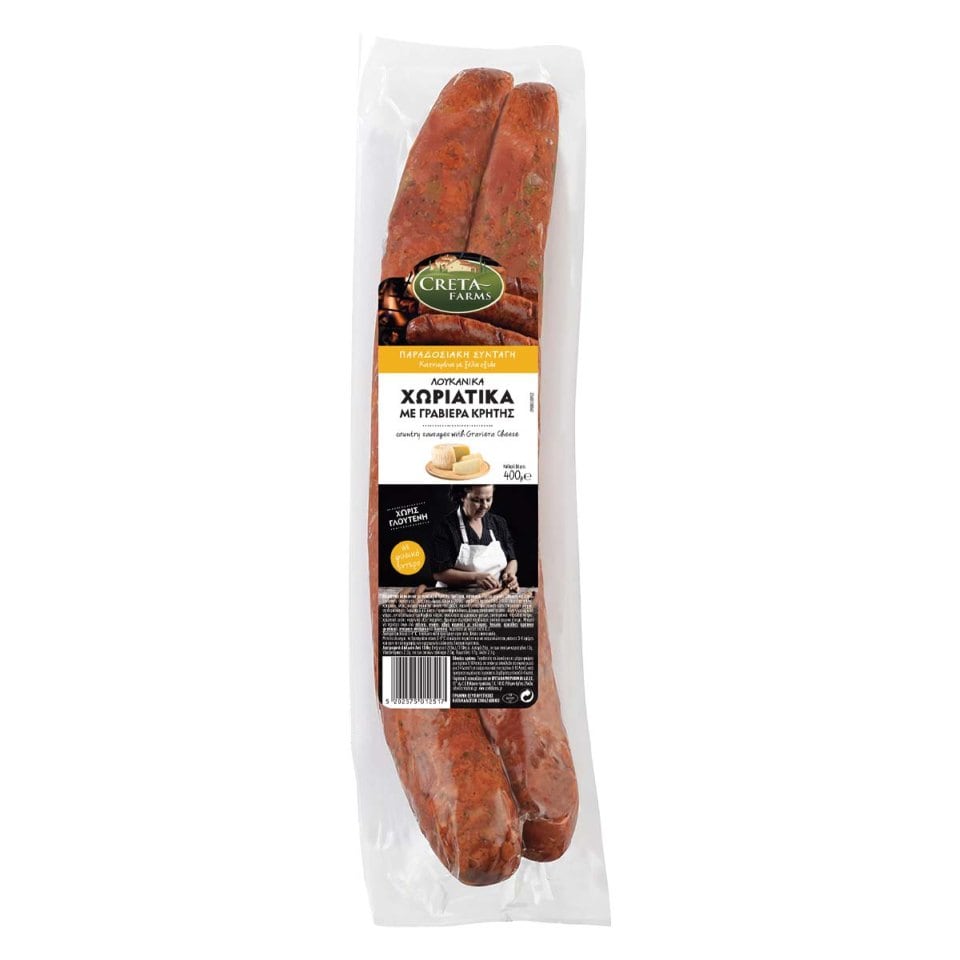 CRETA FARMS Λουκάνικα Χωριάτικα με Γραβιέρα Κρήτης 400g