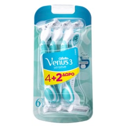 GILLETTE | Ξυραφάκια Μίας Χρήσης Venus 3 Sensitive 6 Τεμάχια 4+2 Δώρο