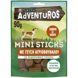 Σκυλοτροφή Adventuros Mini Sticks με Αγριοβούβαλο 90g