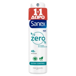 SANEX | Αποσμητικό Spray Zero% Extra Control 150ml 1+1 Δώρο