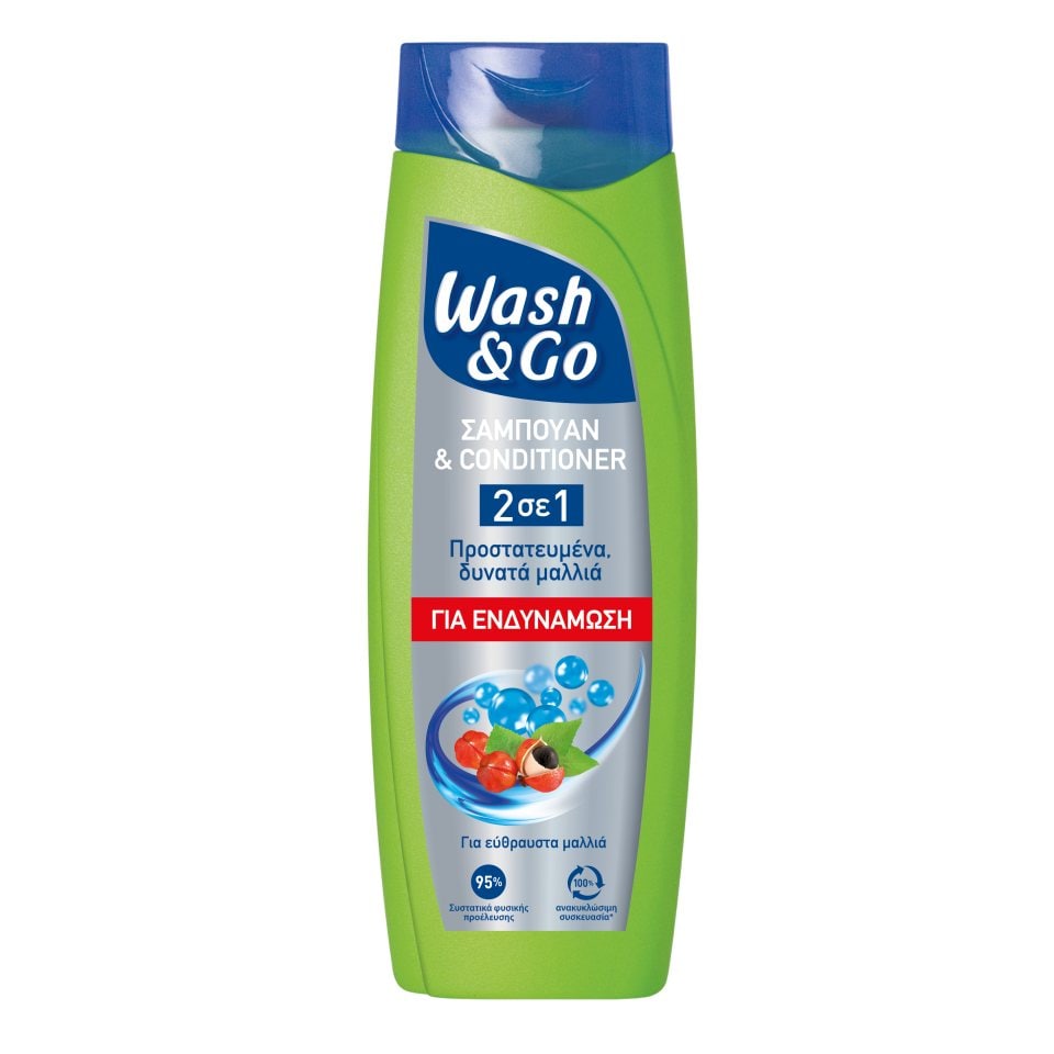 WASH&GO Σαμπουάν Conditioner 2σε1 Ενδυνάμωση 360ml